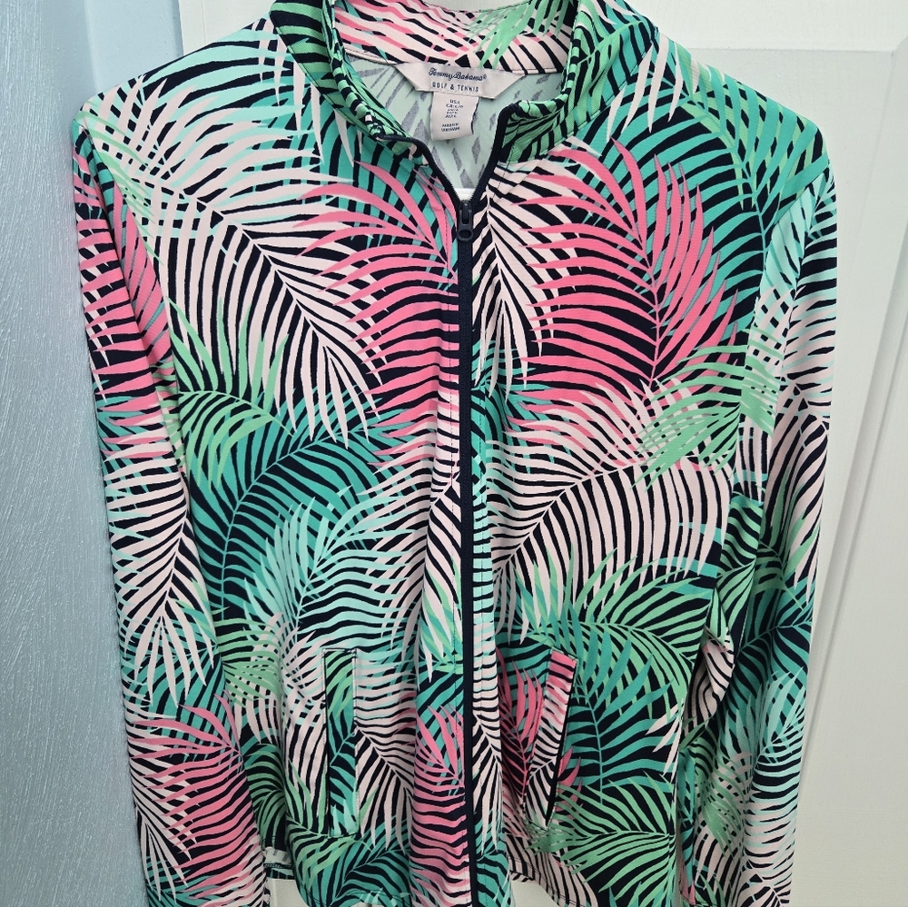 Women's Tommy Bahama Tropical Print Jacket For Golf Or Tennis, Size Large